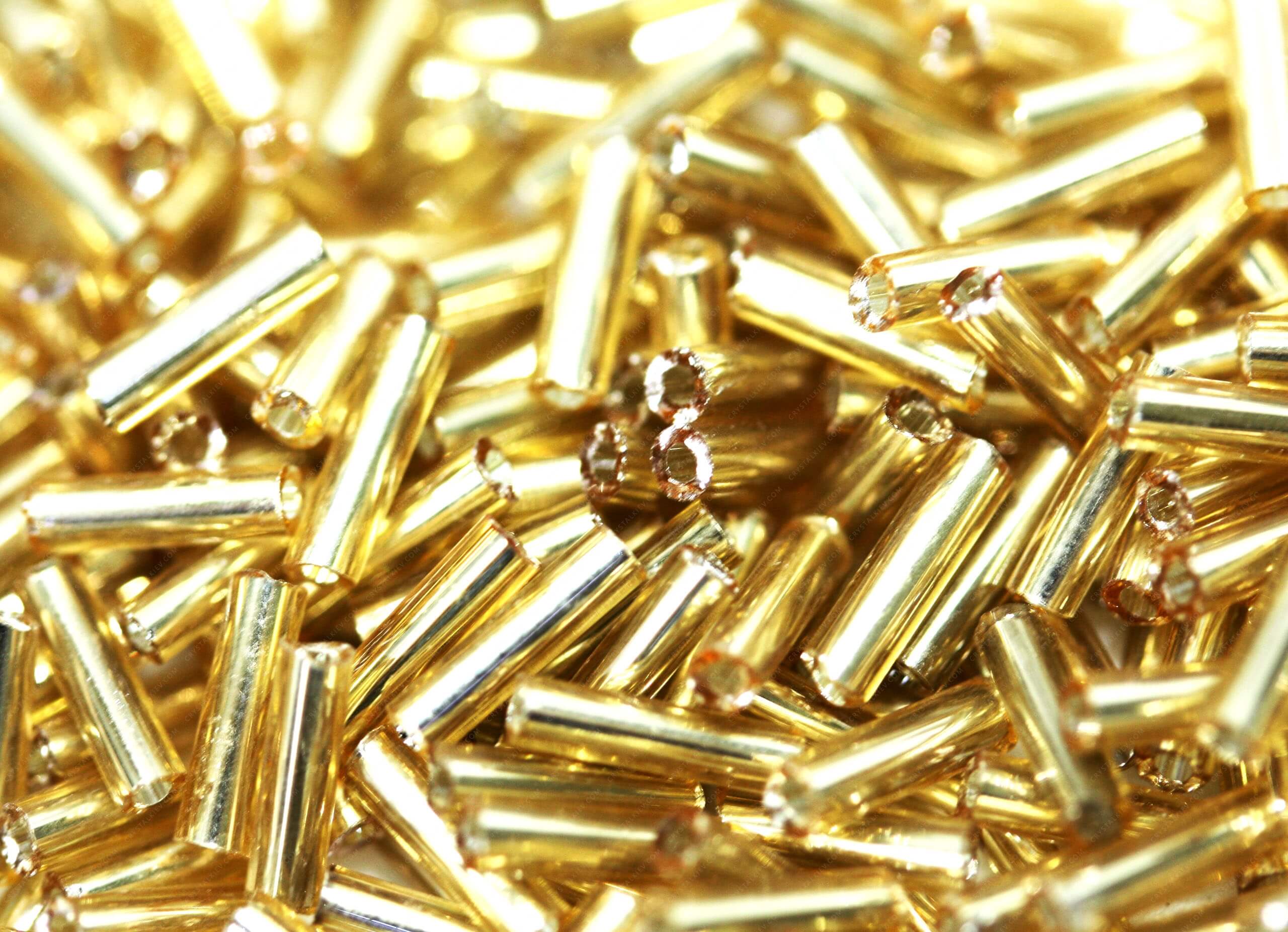 Стеклярус Lt. Gold прямий 12mm